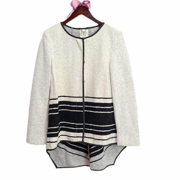 Elevenses Women's Wool Blend Cream/Black Coat Size Small - Picture 1 of 7